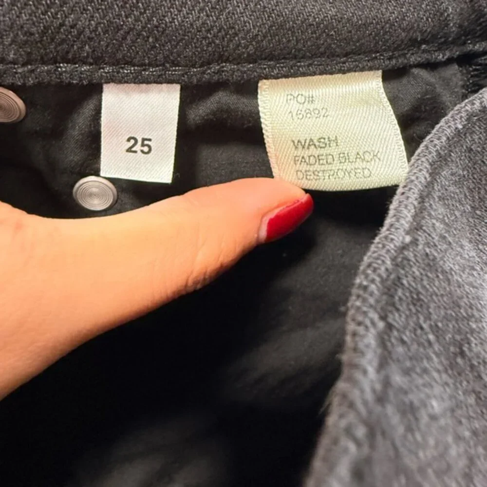 REFORMATION Jeans Faded Black Destroyed High Waist Rise Skinny Jean size 25 - Picture 10 of 12